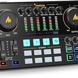 Audio Interface-Podcast Equipment-MAONO-MaonoCaster-All in One - Portable Podcast production Studio with premium mic preamp for Podcast Recording, Streaming, Youtube, DJ, PC, Smartphone (AME2)-20