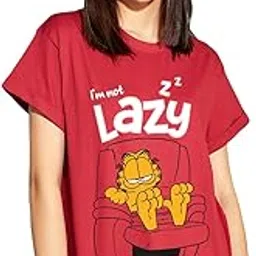 bewakoof Official Garfield Merchandise Women's 100% Cotton Graphic Print Boyfriend Fit Round Neck T-Shirt-picture-17