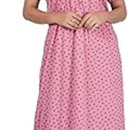 Women's Hosiery Cotton Nighty| Half Sleeves | Night Wear | Maxi for Women | Size-Large, U Shaped Neck (Article-HS-130) Pink-image-90