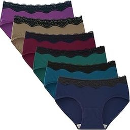 Womens Lace Underwear Cotton Hipster Panties Regular & Plus Size 6-Pack-image-10