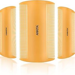 Ankita Lice Comb|Nits Removal Comb Narrow Teeth Plastic|Lice Remover Dandruff Dust Double Sided Teath|Tick Removal Tool|Narrow Teeth Comb for Kids, Women and Men, Color May Vary (Lice Comb Gold (3 Pcs))-image-8