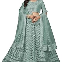 Varni Fabrics Women's Semi-stitched Net Heavy Multi Embroidered Lehenga Choli With Dupatta-image-0