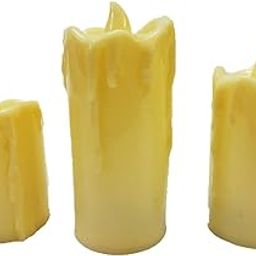 CMC LED Crystal Acrylic Design Candle Lights, Textured Design Set of 3, LED Candles Perfect for Home Decor,Gifting,Festival,Events,Diwali,Navratri Decoration (Cream Matte Design Candle Set of 3pcs)-image-38