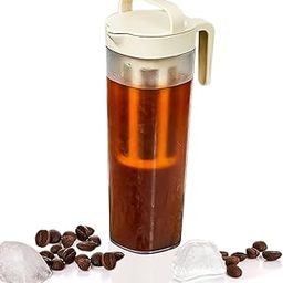 Supvox® 1100ml Glass Jar with Handle Portable Coffee Cup Food-grade PP Cold Brew Iced Coffee Maker with Filter Iced Coffee Maker-4
