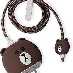 Cartoon 3D Design Protective Case for 18W 20W iPhone 14 13 12 11 Pro Max Fast Charging Cable Adapter Charger, Cute Cartoon Lightning Data Cable Case for iPhone Charger Brown Bear-picture-13