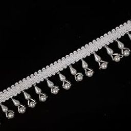 PREMDAS LACE Indian Beaded Tassels Lace Trim for Dress Embellishments for Crafting, Sewing and Cloth Accessories 9meter (Pack of 1) (White 3)-picture-26