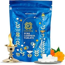 Pure Camphor Tablets 500g (Pouch) | Premium Kapoor for Pooja, Hawan, Air Freshener | Pure & Pleasant Fragrance for Aromatheraphy & Meditation - Single Pack-32