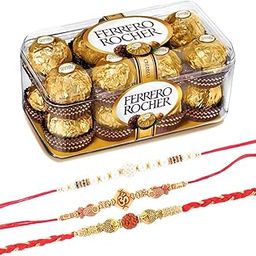 Set of 3 Rakhi with 16 Pieces Ferrero Rocher | Ferrero Rocher Chocolate for Brother | 16 Pieces Ferrero Rocher Chocolate Hamper | Roli, Chawal, Chandan, Misri | 039-image-52