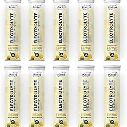 puriteo 15 Effervescent Tablets with Electrolytes + Added Vitamins -C certified Electrolytes drink for men and women (10, Lemon)-image-37