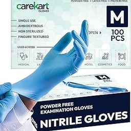 Carekart Gloves Powder-Free Nitrile Medium Pack of 100 | Food Grade Gloves for Cooking | Medical Grade Gloves Disposable 100 Pieces, Blue-30