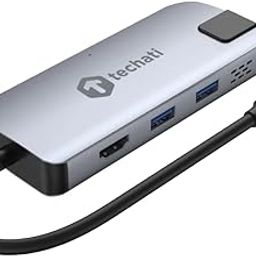Techati 5 in 1 USB C hub with 4K60Hz HDMI + 100 Watt Charge + ethernet + 2 x USB-A 10 Gbps Port Type C Adapter for MacBook Pro/Air, iPad, Windows Laptop, Chromebook, Dex & Type-C Devices-image-62