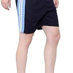 Men's Gym Workout Sports Shorts with Zipper Pocket (Navy, XL)-image-99