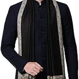 mens Bamboo stole, jacquard design, Black-image-24
