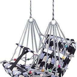 Hammock Swing Hanging Chair uyyala jula for Adult Kids Indoor Outdoor Balcony Sturdy Cotton Weave Max 200 kgs 0-3 Year Kids (Grey)-image-79