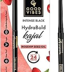 Good Vibes HydraBold Intense Black Kajal (0.35g) | 24HR Long Lasting Stay | Smudge Proof & Water Proof | With Rosehip Seed Oil | Highly Pigmented | Smooth Texture-10