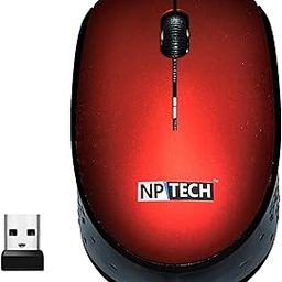 NPTECH Wireless Mouse, 2.4 GHz with USB Nano Receiver, Optical Tracking, Ambidextrous, PC/Mac/Laptop (Red) NP-LT-21