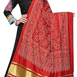Women's Gaji Silk Printed Bandhni Dupatta (Red)-24