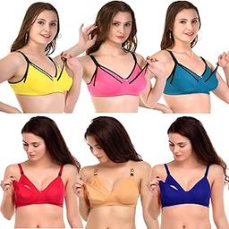 Women's Cotton Non-Padded Wire-Free Maternity Bra Pack of 3-image-56