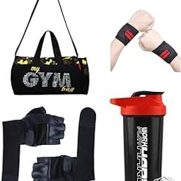 Emmcraz Gym Bag Set with Spider Protein Shaker Gym Gloves and Wrist Support - Complete Workout Essentials Kit-image-60