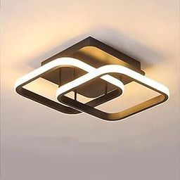 WHITERAY Stylish Plastic LED Ceiling Lamp Dual Ring Sqaure Contemporary Design, Surface Mount 3 Step Color Changing Perfect for Living Room, Dining Area, Bedroom and Home Decoration-image-65