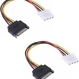 PARUHT 2-Pack IDE to SATA Connector, PSU Component for 15-Pin Sata Male Power to 4-Pin Molex Power Supply for LP4 Devices-32