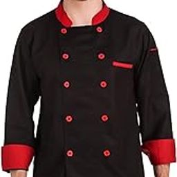 KODENIPR CLUB Men's And Women's Casual Style Black Chef Coat Red Contrast,Poly/Cotton,Size (Large(40))-picture-46