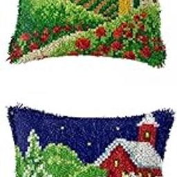 FABLOFT® 2 Latch Hook Embroidery Kits Cushion Needlework Blank Pillowcase Mesh-picture-25