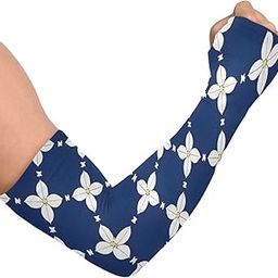 Cooling Arm Sleeves for Men Women UV Sun Protection Arm Covers Lattice White Flowers Compression Sleeves Sports Football Golf Cycling-image-98
