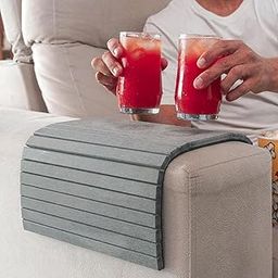 Insight Arts Sofa Arm Tray Table, and Bedside Foldable armrest Furniture Mat for Living Room with Caddy End Protector Folding (Grey)-image-0