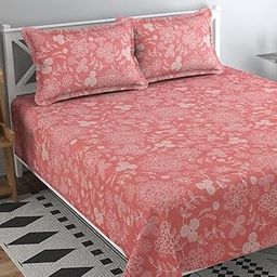 BSB HOME® 200 TC 100% Cotton Feel Bedsheet for Double Bed with Two King Size Pillow Covers Soft/Breathable Wrinkel Free - 90x100 Inches - (Multicolour, Light Pink)-21