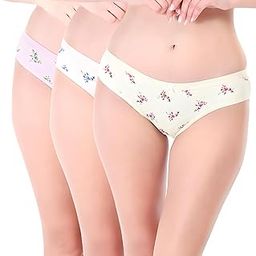 FLIRTFUSION Panties for Women, High Coverage Cotton Blend Panty, Ladies Printed Briefs, Breathable Mid-Waist Underwear, Moisture-Wicking, Bikini Knickers - Light Purple/Light Pink/Lemon Green-image-39