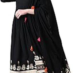 Luxury Black Anarkali Kurta Set for Women Rayon Fabric | Playful Dupatta with Multicolor Tassels | Suit Set with Matching Bottom | Stylish Ethnic & Casual Wear-image-23