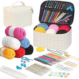 BLISSO 59 Pcs Crochet Kit for Beginners Adults - Ergonomic Crochet Hook Set for 1000's of DIY's with Yarn & Tools (Pearl Edition)-28