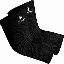 NECARE Premium Blended Nylon Orthopedic Elbow Cap (1 PAIR) | Compression Support for Pain Relief, Sprains, Swelling, Sports & Gym | 4-Way Elbow Sleeves For Men & Women (L, BLACK)-image-12