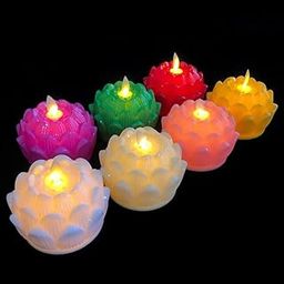 Rukshv (Pack of 1 LED Lotus Candles Battery Operated – Flameless Decorative Diya Lights for Home, Festival, Diwali, Puja, Wedding – Reusable Plastic Lotus Flower Candle (Multicolor)-image-30