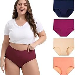 Women's & Spandex Seamless Shaping High Waist Bikini All Day Comfortable Stretchable Belt Panties Plus Size Pack of 4 Multicolor-picture-18