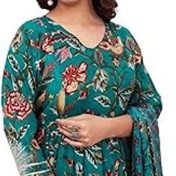 SKY FAB Women Viscose Rayon Anarkali Maternity and Nursing Kurta Set with Dupatta - Brown Floral and Geometric Pattern, 3/4 Sleeves, Comfortable Fit-image-82