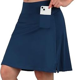 Skorts Skirts for Women,20" Knee Length Skirted for Women,Athletic Skirt with Shorts, Navy, Medium-image-70