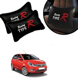 PulGos Black Universal Neck Rest Pillow Faux Leather Material in Type R Design for All Cars_1015-image-62