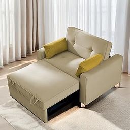 Casaliving Alfred 1 Seater Sofa Cum Bed Sofa Set for Living Room (Cream Fabric) Premium Fabric Sofa-image-93