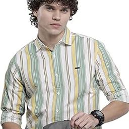 Men Regular Fit Striped Full Sleeves Cutaway Collar Casual Shirt-image-61