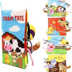 SNOWIE SOFT® Farm Cloth Books for Babies 0 to 3 Years, Soft Toys Sensory Books for Babies 6-12 Months with 3D Touch Feel High Contrast Dimensional Tail, Early Educational Waterproof Baby Toys-22