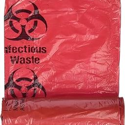 Biohazard Waste Disposable Bags in Perforated Roll, 5-7 Gallon Capacity, 18 x 22, Red, 20 Bags/Roll-picture-28