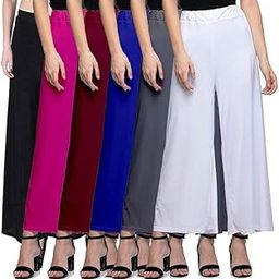 Casual Wear Soft Fabric Flared Loose-fit Palazzo for Women Pack of 5 Multicolor048-image-71