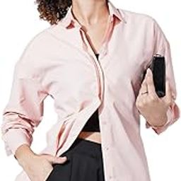 Women's Boxy Fit Solid Casual Long Sleeves Cotton Shirts with Concealed Button Placket-image-27