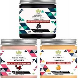 Haria Naturals 100% Pure & Naturals Charcoal Powder & Rose Petal & Vitamin-C (Pack Of 3) 300GM-19