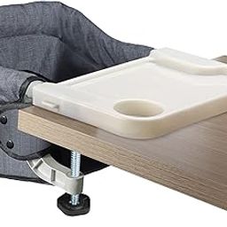 Hook On High Chair,Folding Portable Clip on Table High Chair with Removable Dining Tray, Baby Chair with Storage Bag for Indoor/Outdoor Grey-2