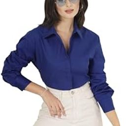 Women Blue Oversized Shirt-image-2