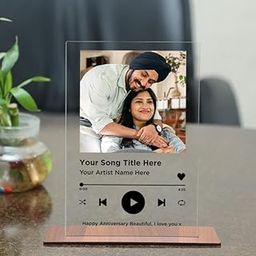 MITZVAH Acrylic Music Portrait Frame Customised Photo Frame Personalized Text with Stand|Anniversary Gift Birthday|Spotify Plaque| 6X9 inch, (Black)-14
