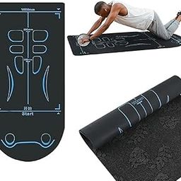 Exercise Mat for Ab Roller, Yoga & Home Workouts | 7mm Thick Non-Slip Workout Mat with Knee Protection | Extra Long, Anti-Skid, Sound Absorbing Fitness Mat for Floor Exercises | Blue-Black for Men & Women-image-76